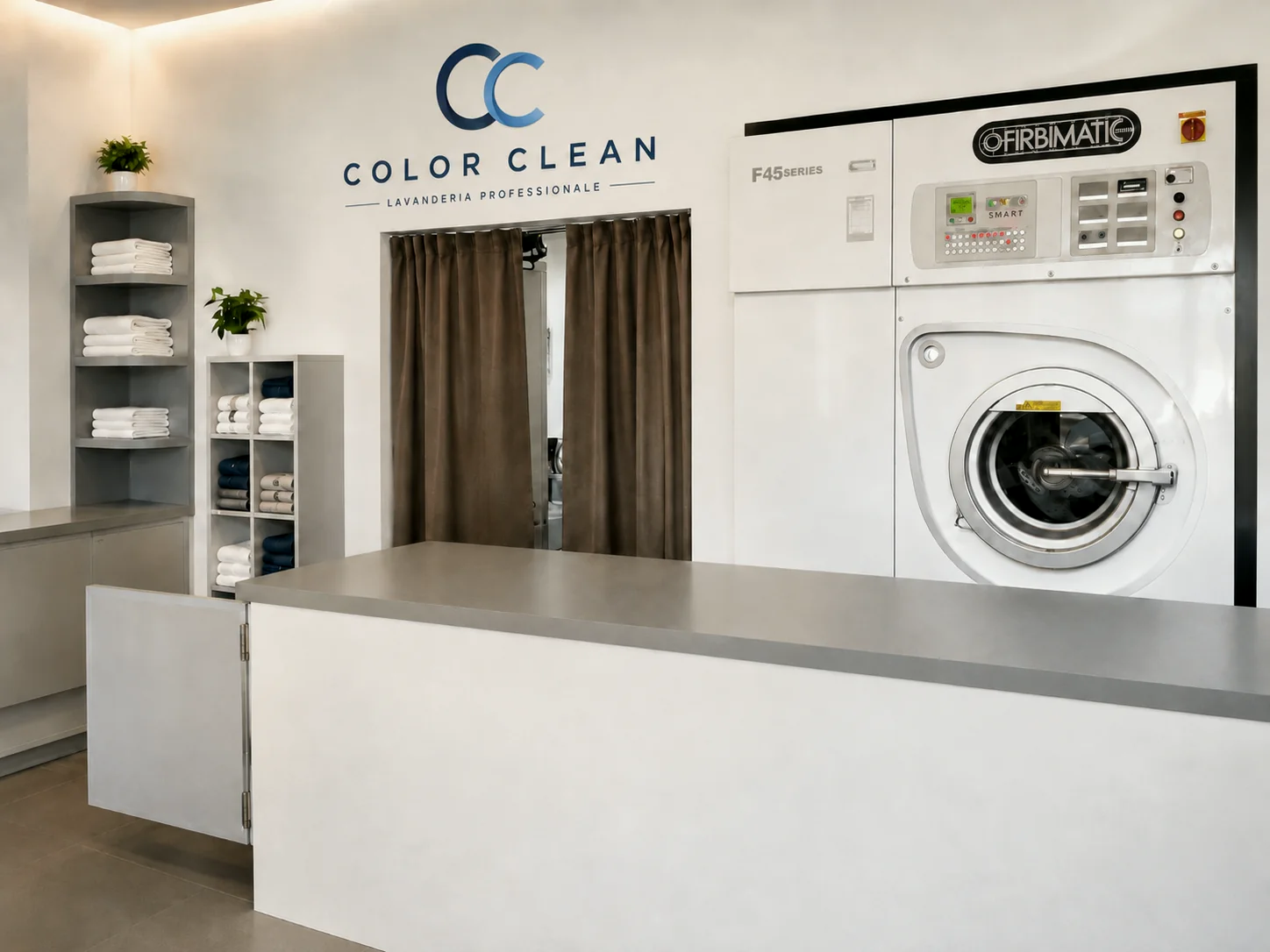 Interno della Lavanderia Professionale Color Clean a Trapani